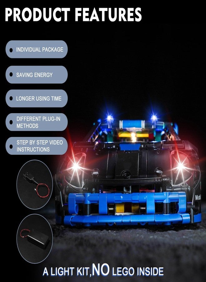 أضواء BrickBling LED متوافقة مع سيارة السباق Lego Technic Porsche GT4 e-Performance، طقم إضاءة إبداعي متوافق مع Lego 42176 (أضواء فقط، بدون نموذج) - Image 4